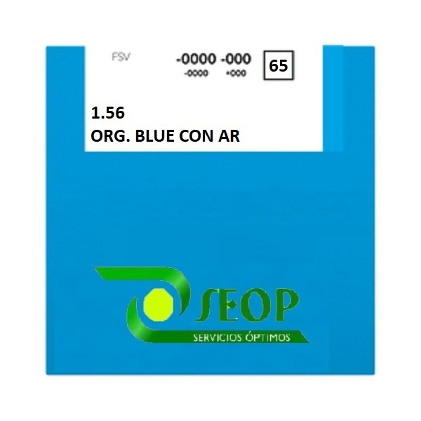Orgánico Blue Light Cut con AR10 65 mm Ind. 1,56